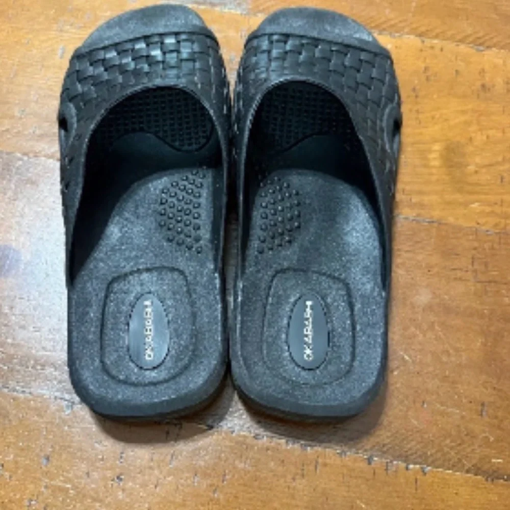Okabashi Black Woven Slide Sandals Men Sz L